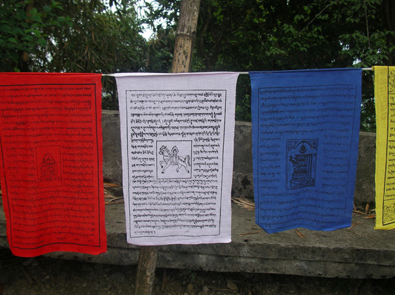 Closeup of prayer flags